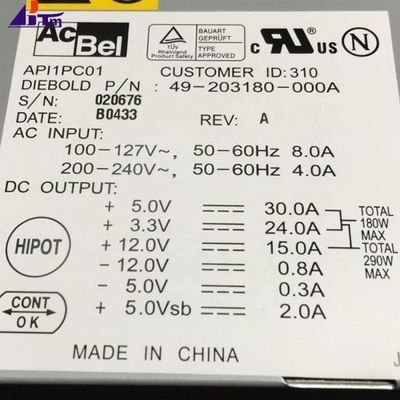 قطاعات آلة أجهزة الصراف الآلي Diebold إمدادات الطاقة 300W 49203180000A
